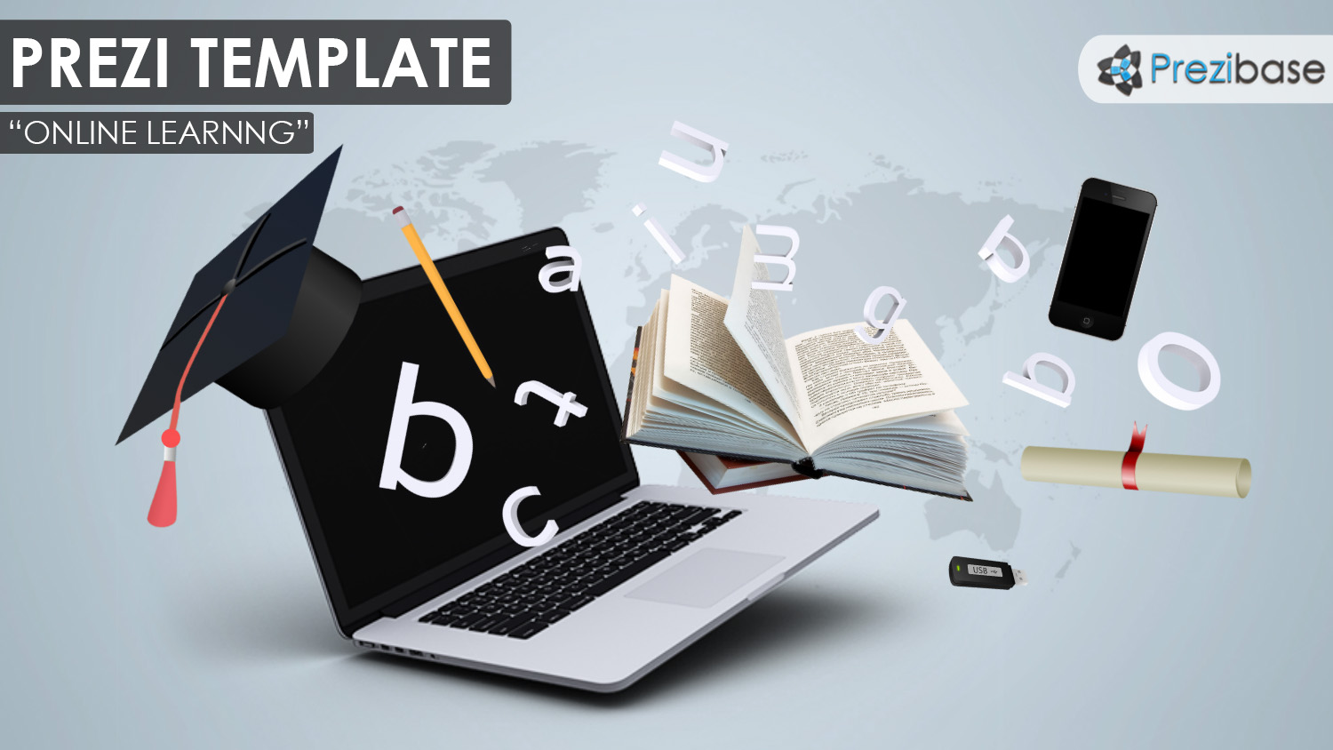 3d laptop learning and education school internet prezi template