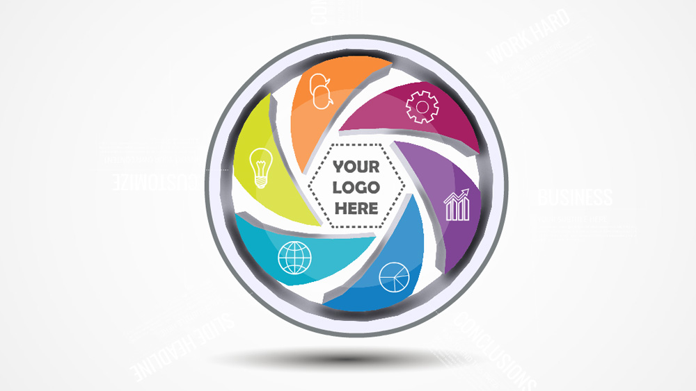 3d colorful lens circle prezi template