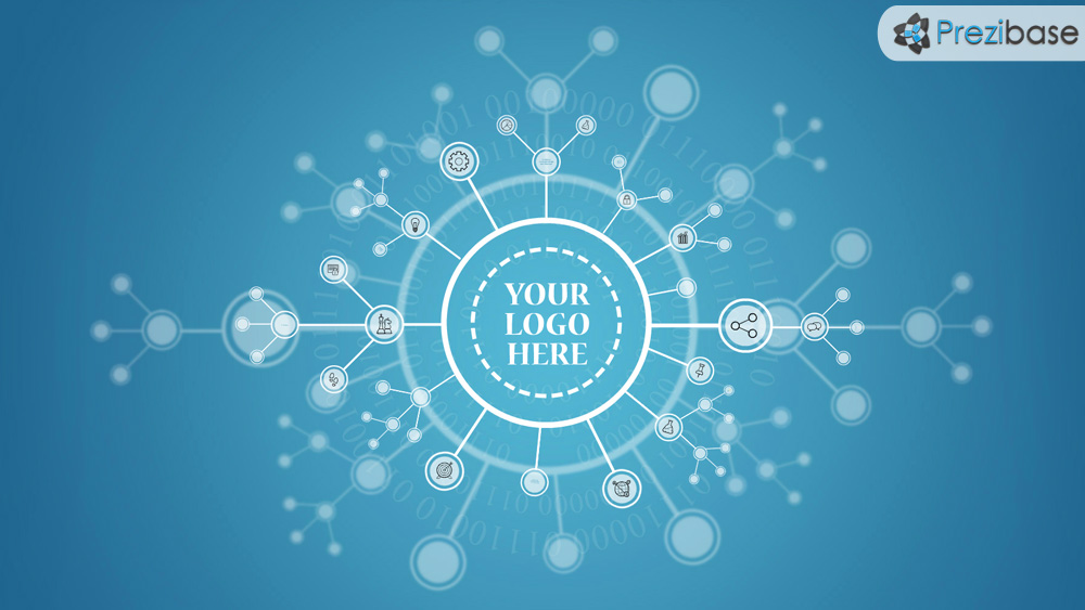 3D linked network connections technology prezi presentation template