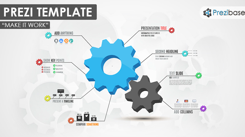 3d cogs and gears infographic prezi template 3D gears cogs world business diagram infographic prezi template