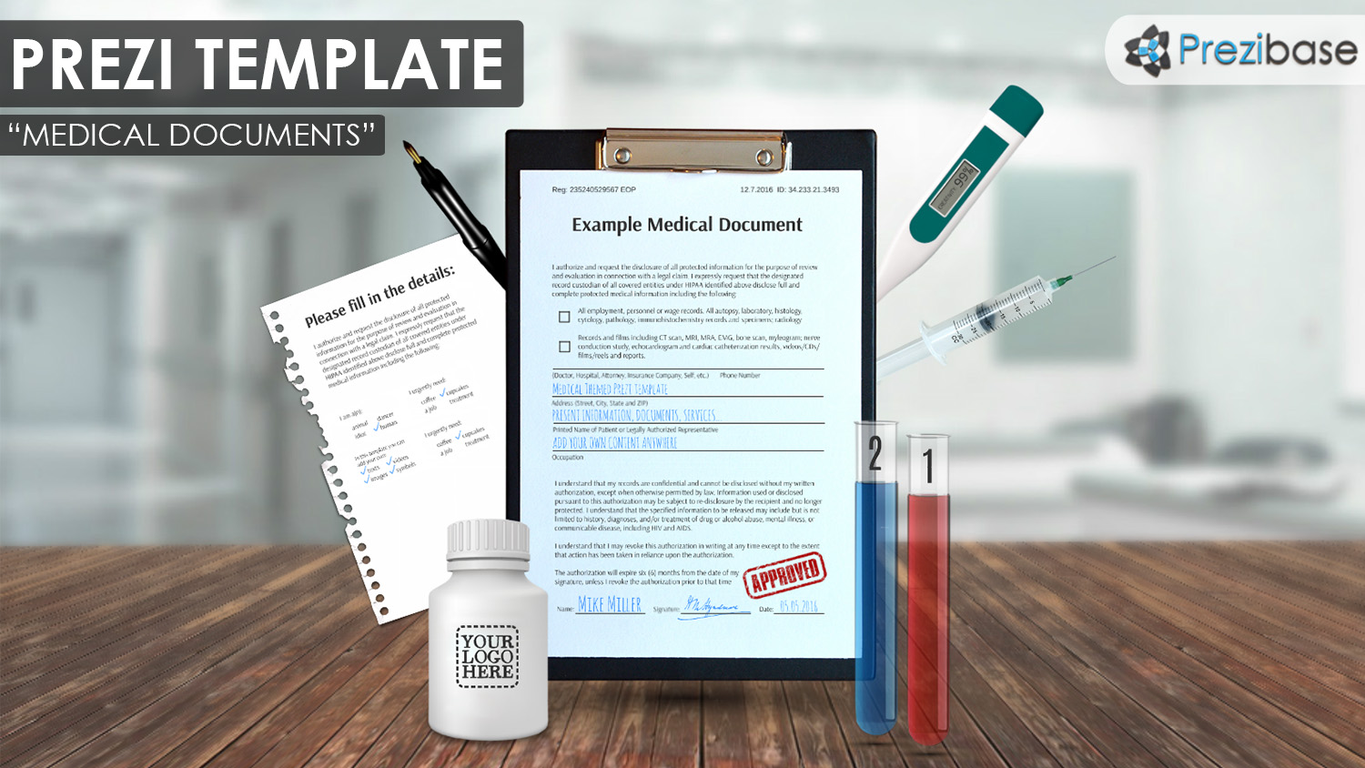 Medical documents drugs research prezi template