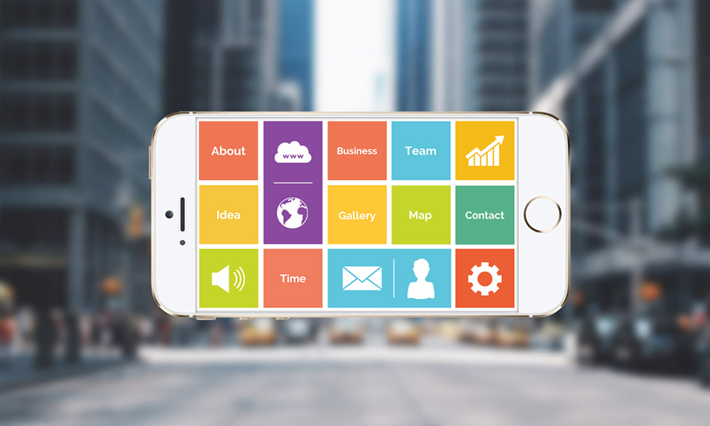 Mobile app screen colorful display prezi next presentation template