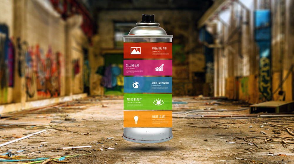 Graffiti creative 3D abstract art related Prezi presentation template