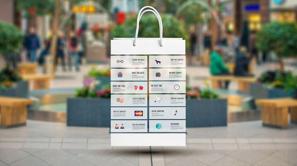 3D shopping bag creative shopping infographic prezi presentation template