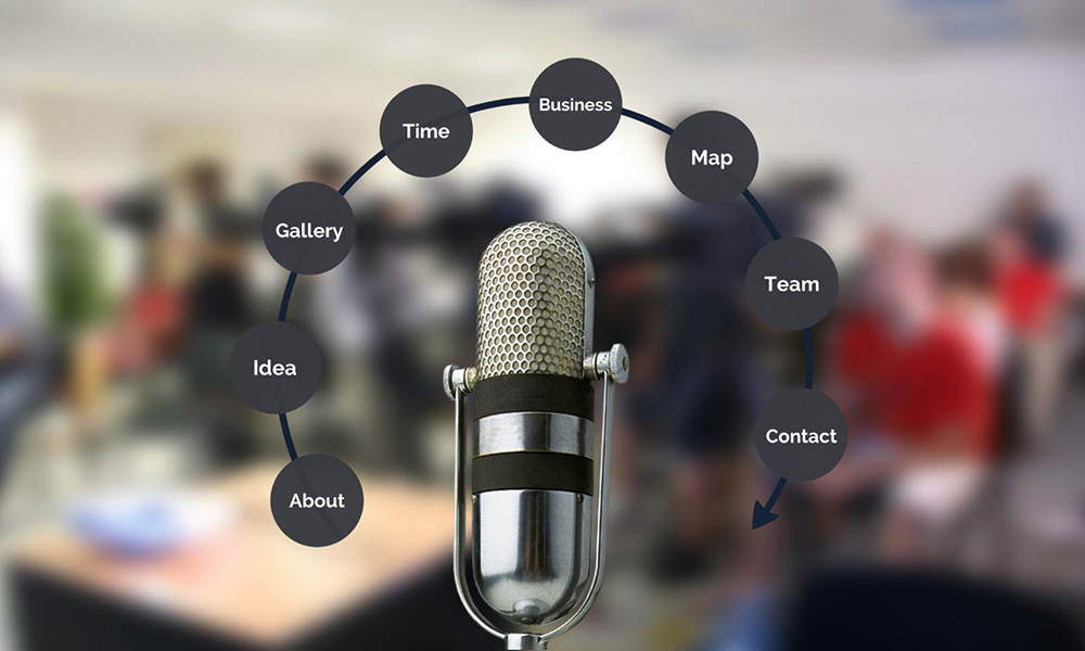 Press conference in media room Prezi next presentation Template