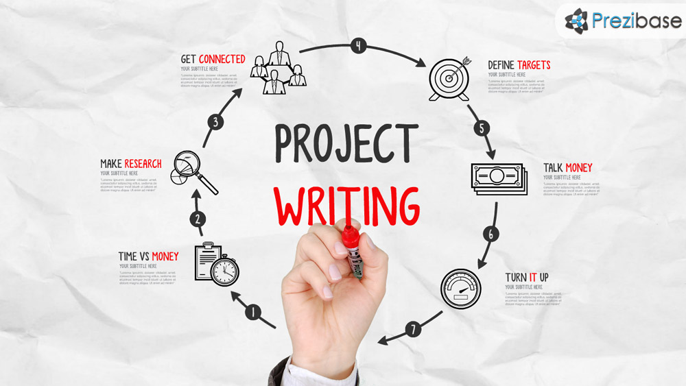 Sketch drawing a circle of project design prezi presentation template