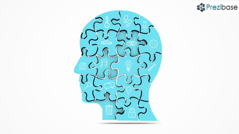 3D head puzzle image thinking head concept prezi template