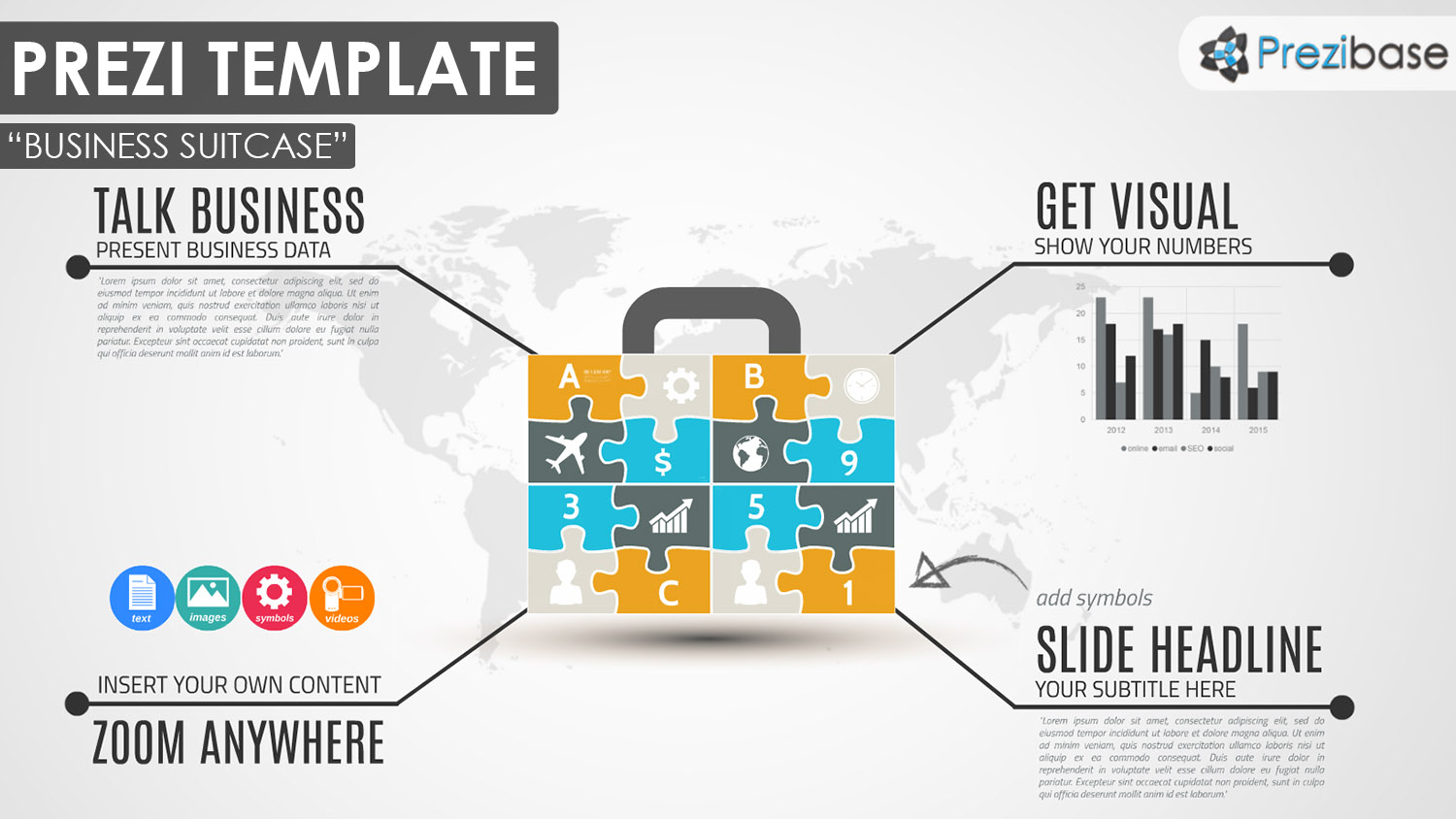 Business puzzle jigsaw diagram prezi template