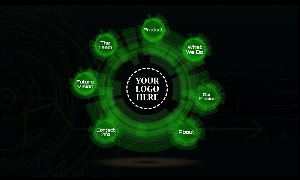 3D radar themed Prezi next presentation template