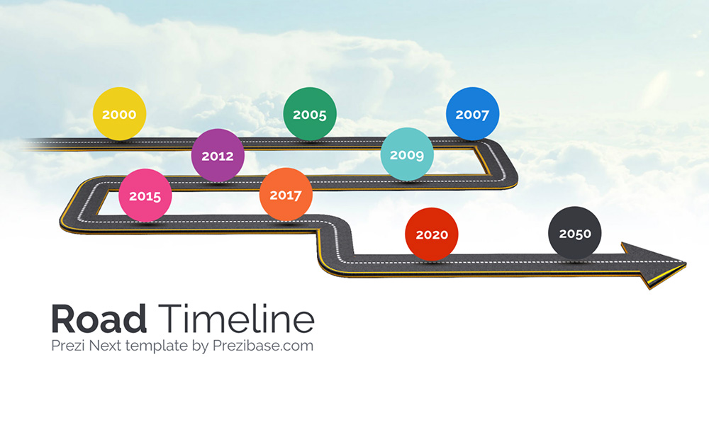 3D road infographic presentation template Road in sky timeline infographic template presentation