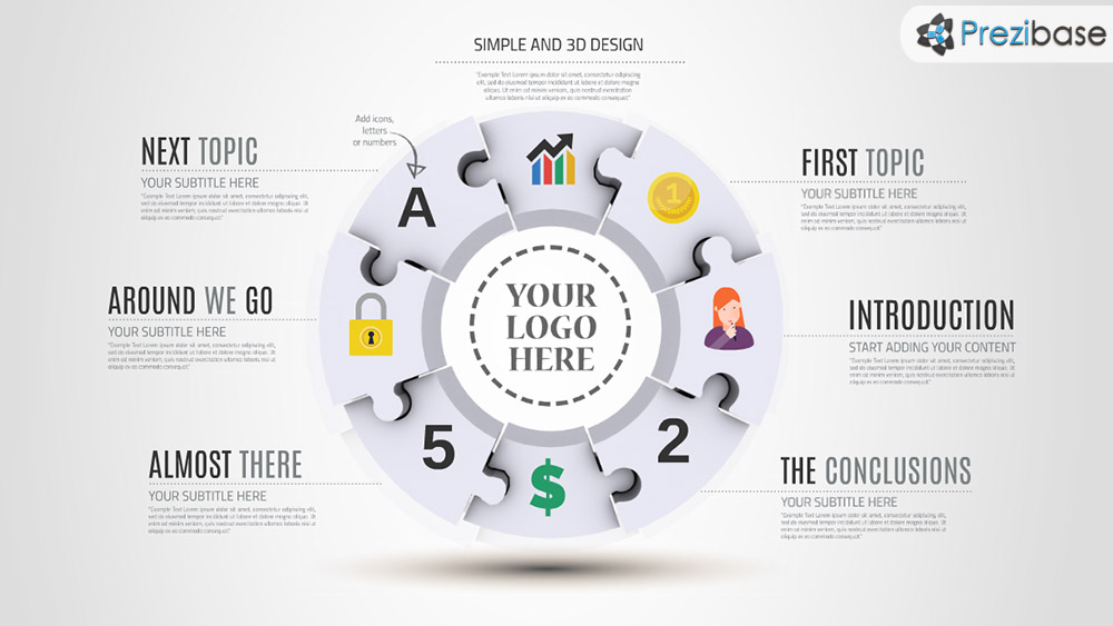 3D Round Puzzle Infographic Prezi presentation template