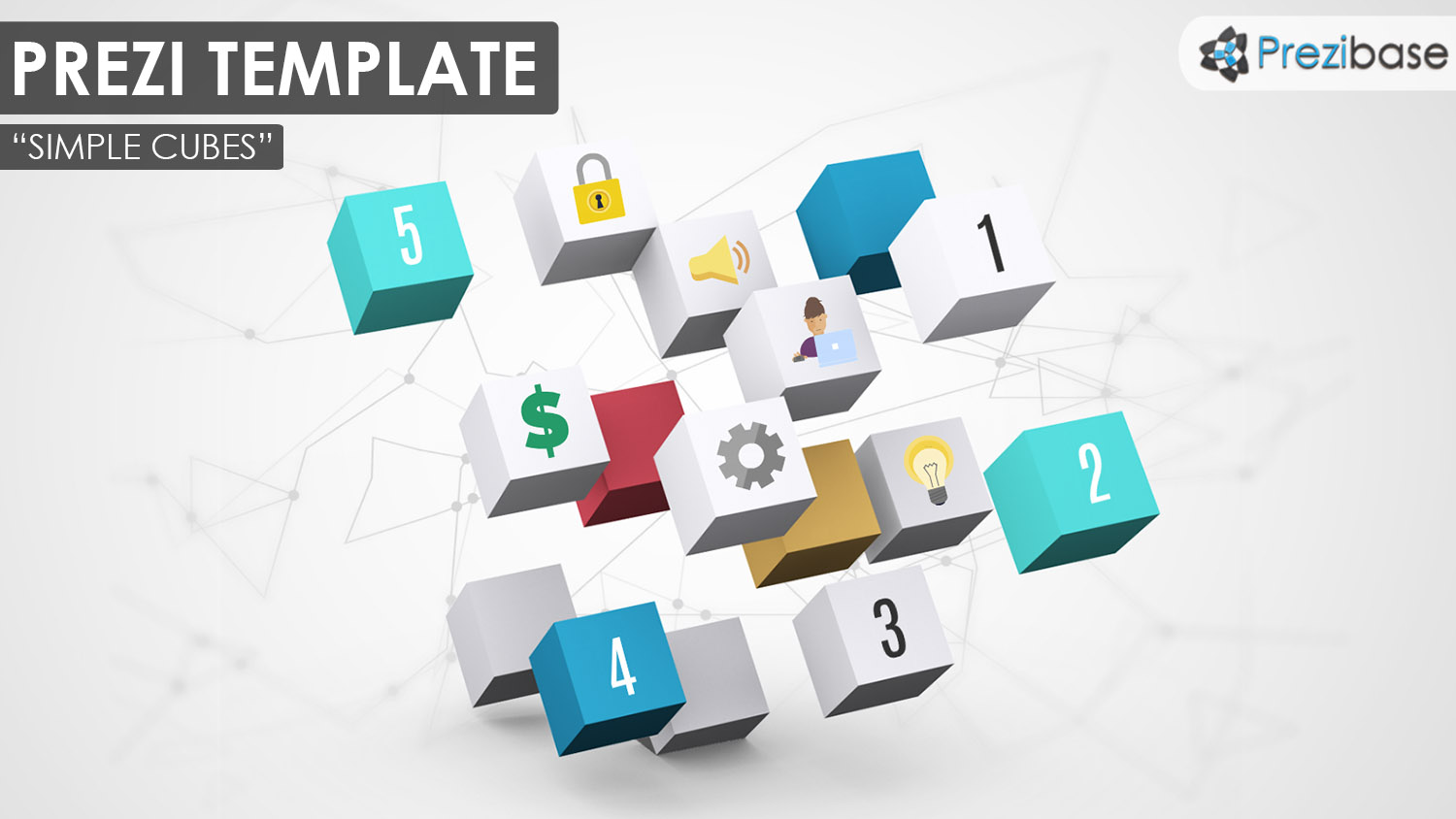 Simple and creative 3D template with white and colorful boxes for business or education