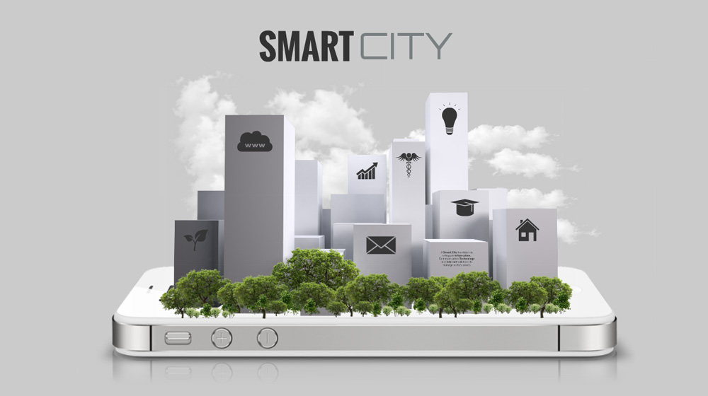 Smart city 3d on iphone prezi 3D smart city technology Prezi Template for presentations