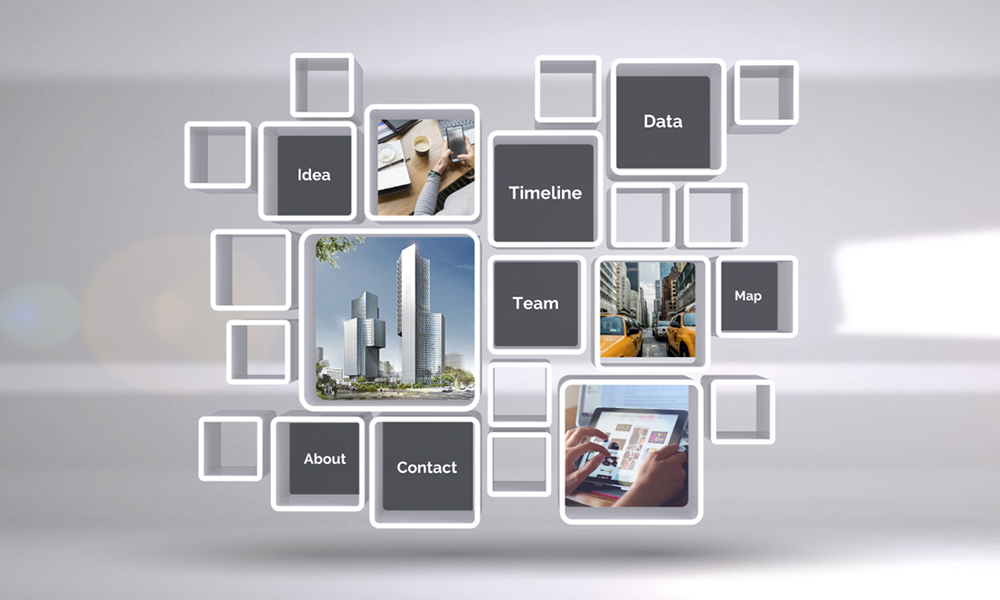 3D squares professional business presentation template prezi