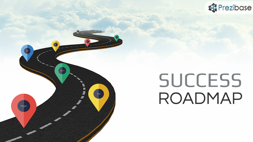 3D road in sky road to success prezi presentation template