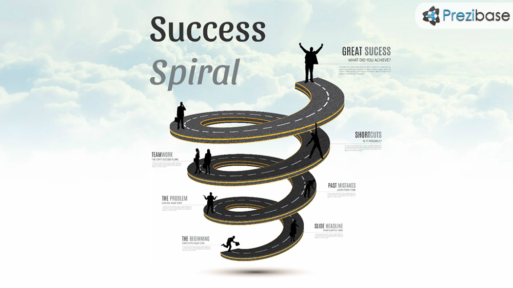 curved spiral 3d road to success