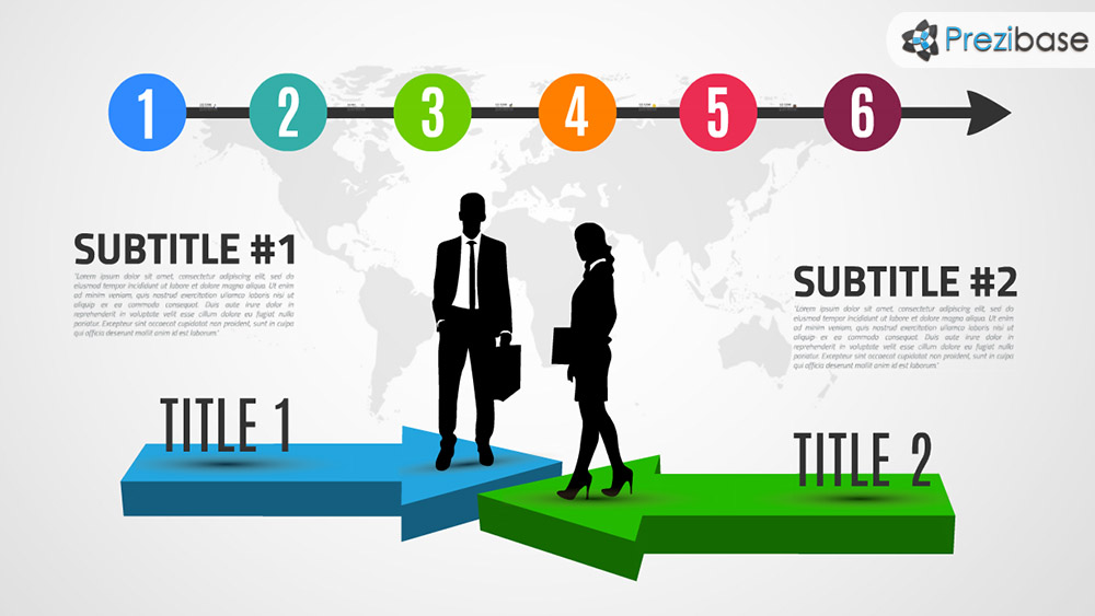 Creative 3D successful business concept arrows prezi template for presentations