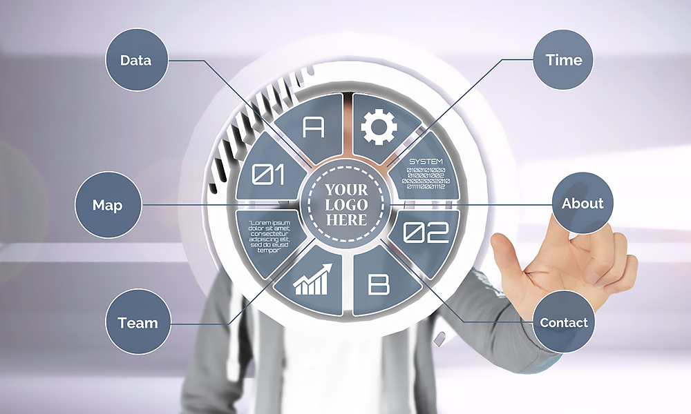 Creative technology circle interface Prezi Next template