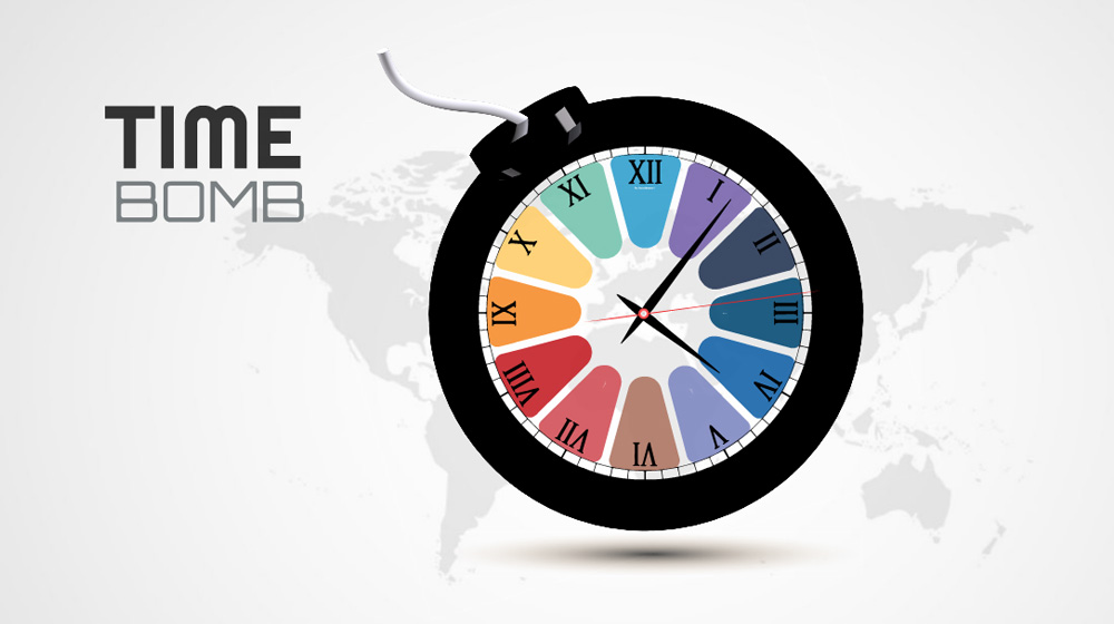 Time bomb creative 3D circular Prezi template for presenting hot topics