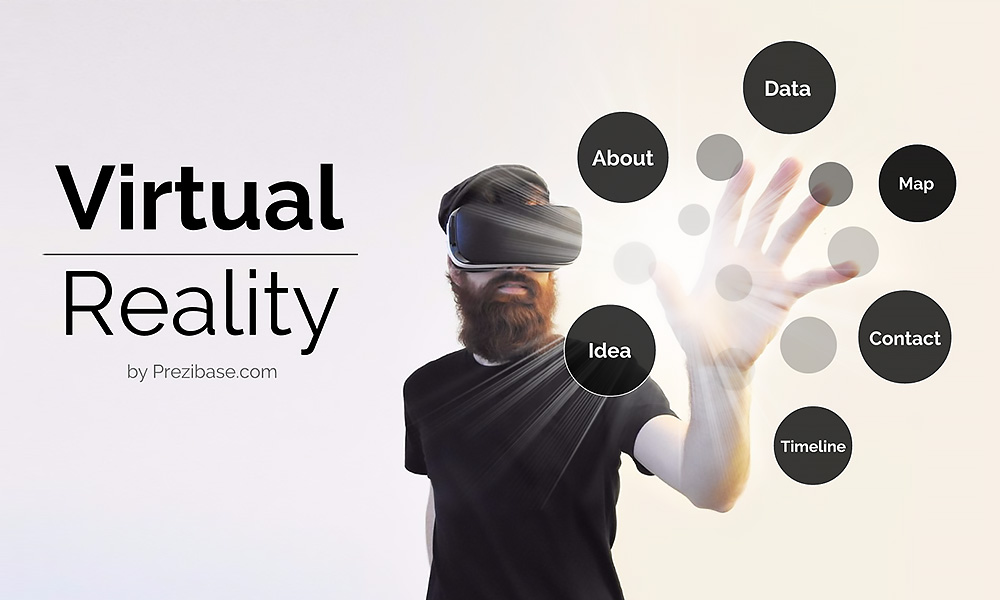 Creative virtual reality 3D Prezi Next presentation template
