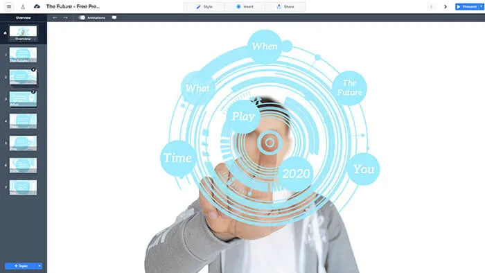 BLue technology circle free prezi next presentation template