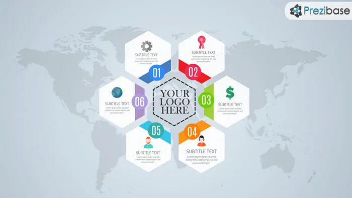 hexagon infographic free prezi template world map