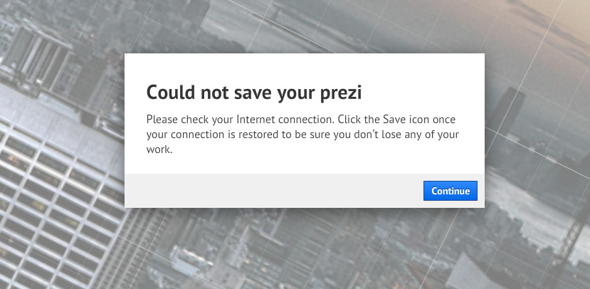 prezi wont save error