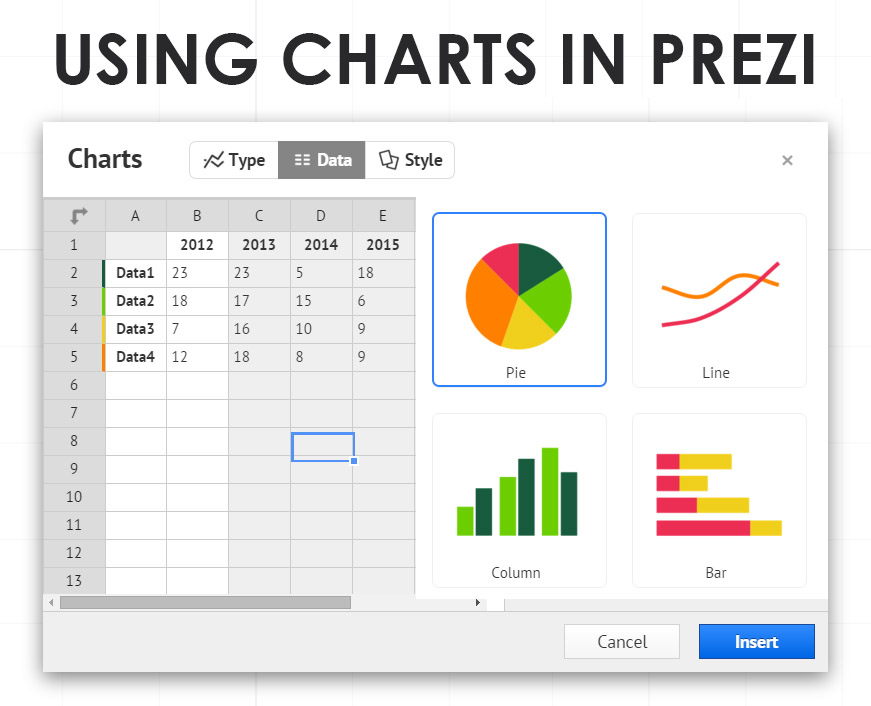 using-charts-graphs-pie-line-bar-column