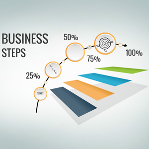 Business concept with multiple options, process from start to an end.