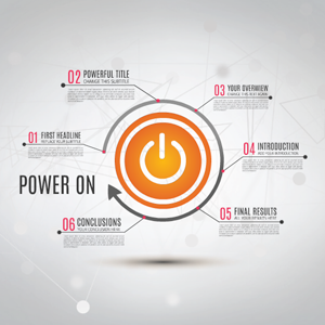 Prezi template presenting a process with power on switch and arrow