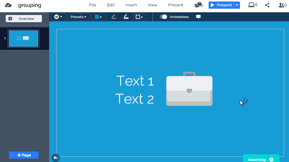 group-objects-images-text-animate-multiple-objects-prezi-next