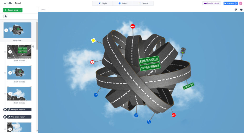3d roadmap presentation template in sky