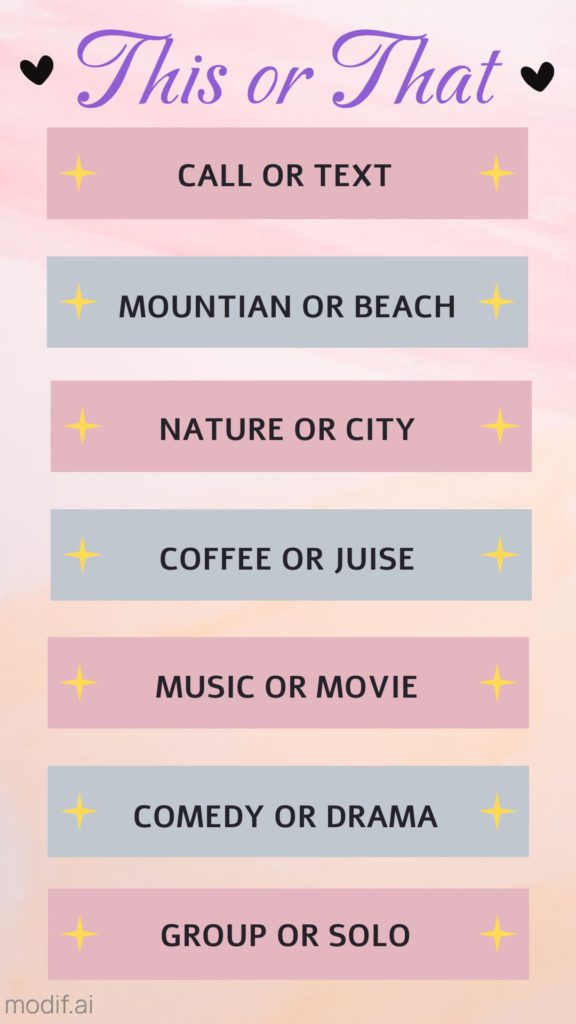 Creative Instagram Story Poll Template. This or that design, this or that idea. Create an interesting Instagram story template.