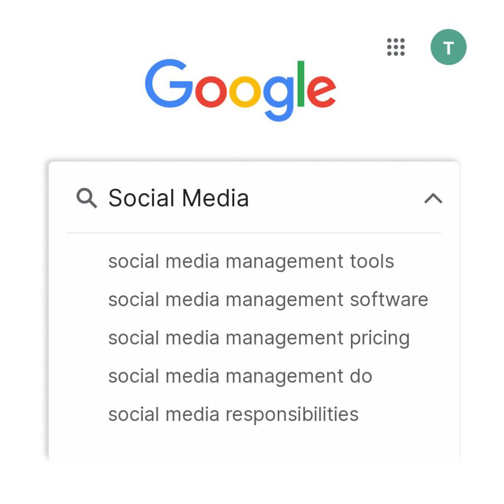 Google search bar autocomplete mockup