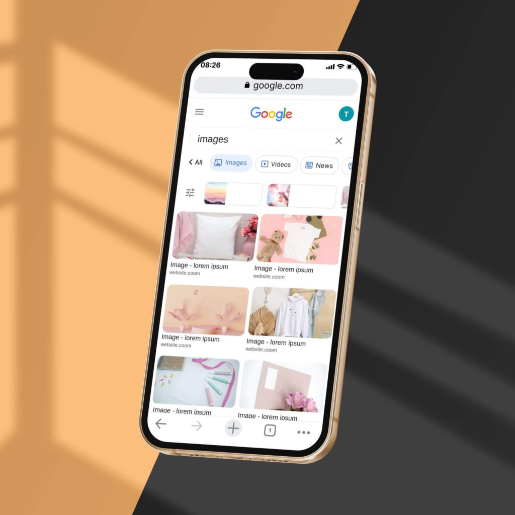 iphone 14 with google search results on screen