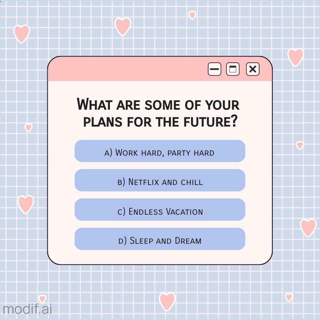 Instagram story template with simple design. With a light blue background and tiny pink hearts. Future plans themed Instagram story template.