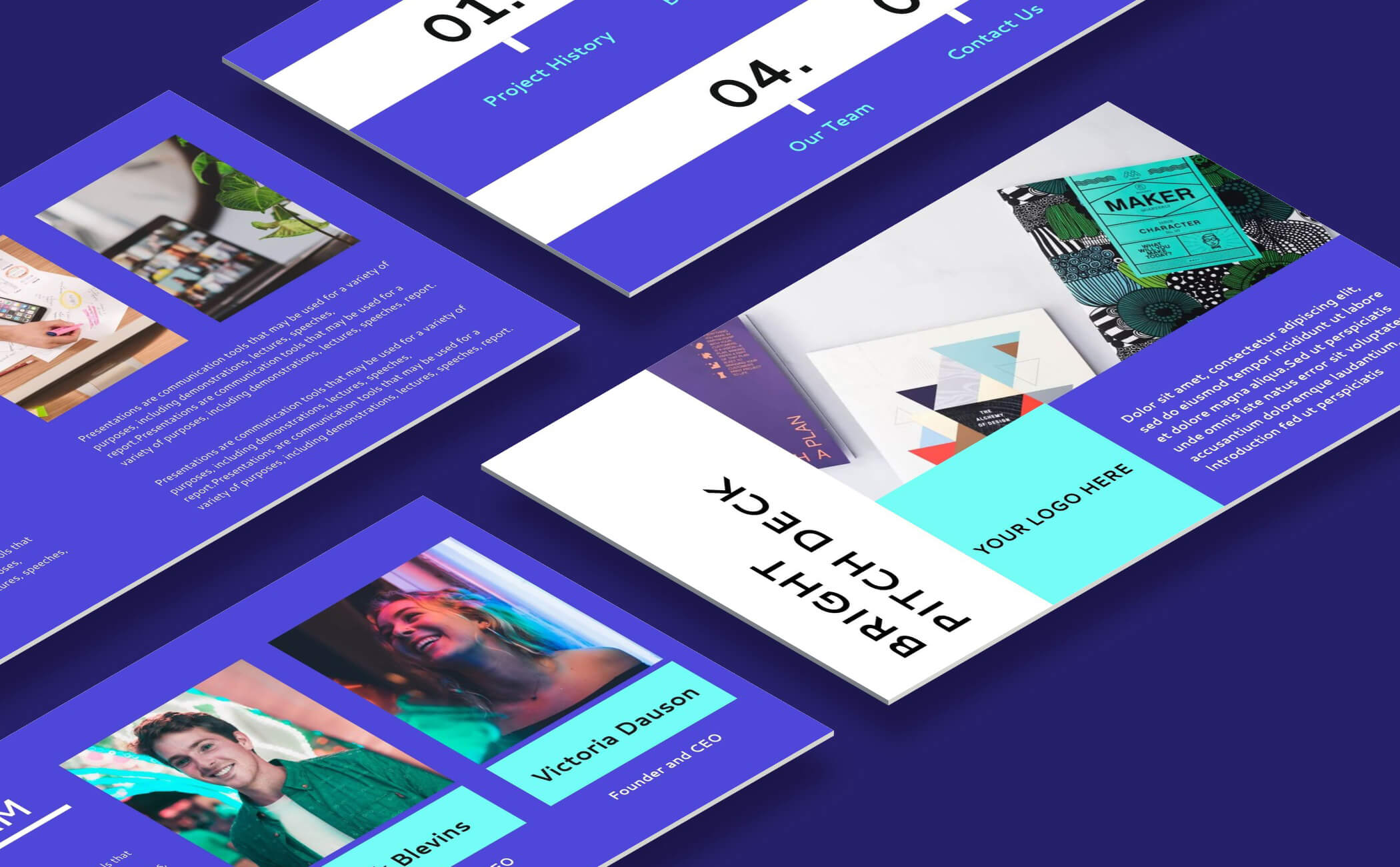 Blue neon vibrant presentation