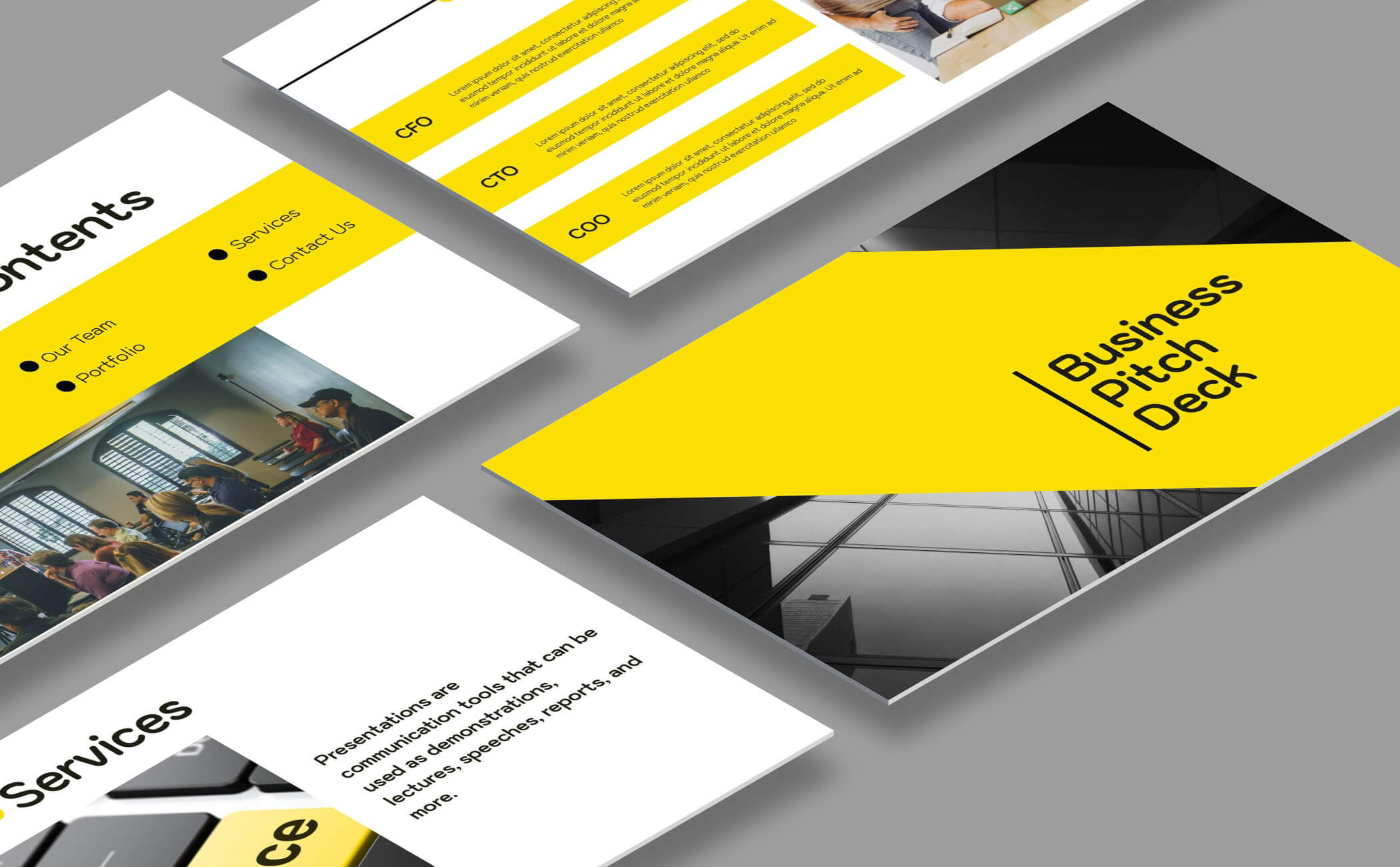 black and yellow slide deck design
