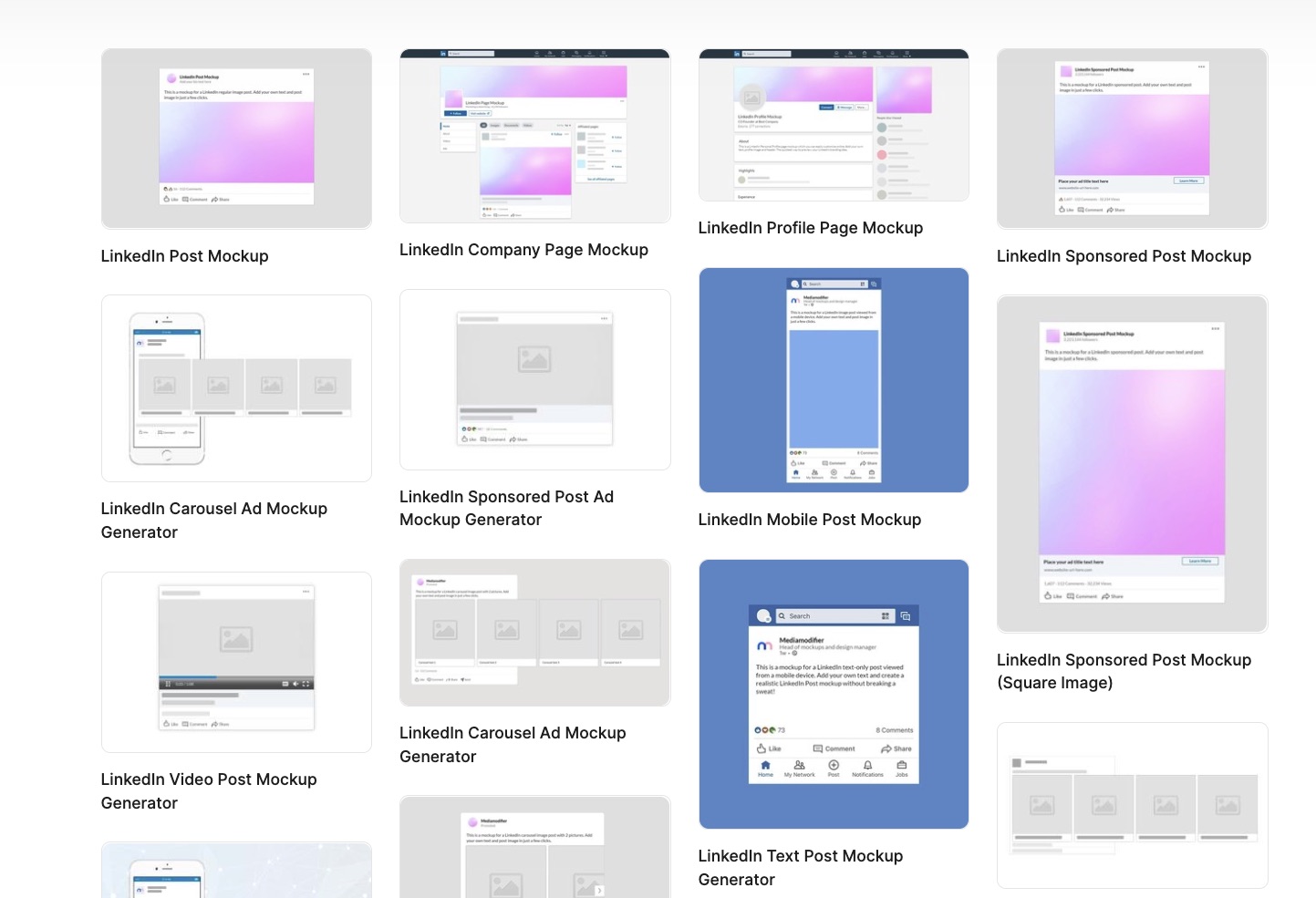 LinkedIn Mockups all formats